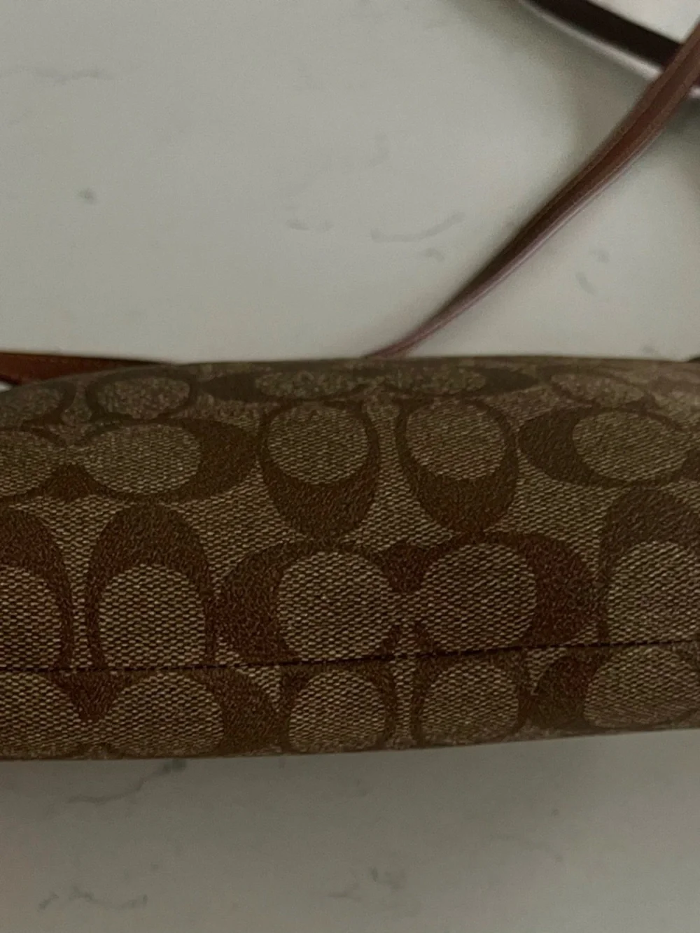 Coach Brown Signature Canvas Crossbody with Dark Brown Trim - Picture 3 of 15